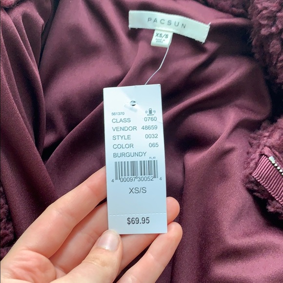 Pacsun Burgundy Sherpa Zip Up - Picture 5 of 5